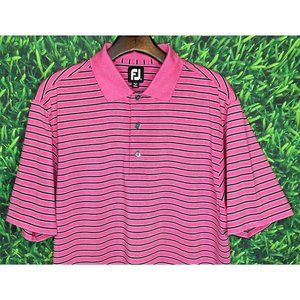 FootJoy FJ Performance Polo Golf Shirt Men’s Medium Pink Striped Stretch